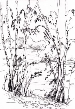 anlık kroki, ağaç Nehri yakınında