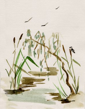 Boyama, baston bataklığındaki mürekkep yıkama