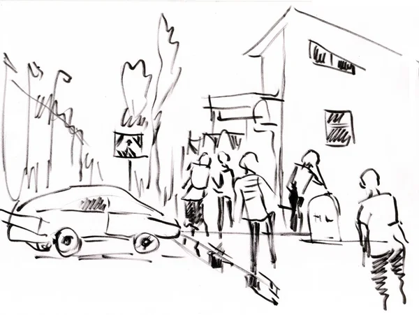 instant sketch, people in the street