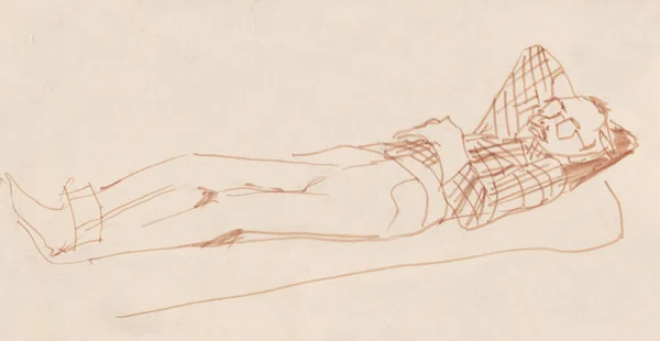Boceto Instantáneo Hombre Está Descansando — Foto de Stock