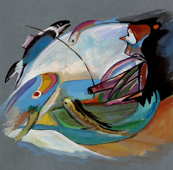 Kandinsky Motives Fisher His Dreams — Stock Photo, Image