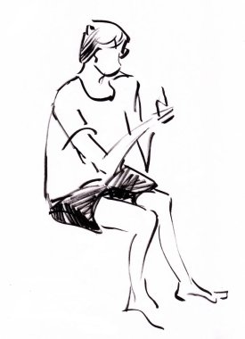 Anlık kroki, sandalyede oturan çocuk