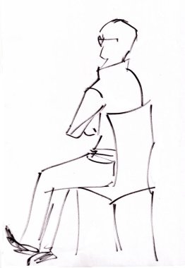 anlık kroki, sandalye üzerinde oturan adam