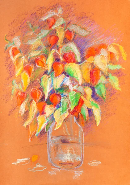 Букет Осінніх Квітів Скляному Банку — стокове фото