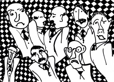 Soyut siyah beyaz resim, kişilik iktidarda