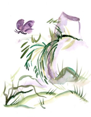 suluboya manzara ile kelebek ve tesisleri