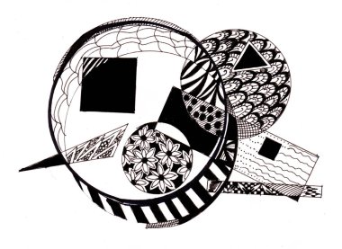 Geometrik figürler, zentangle desenleri ile Astract resim