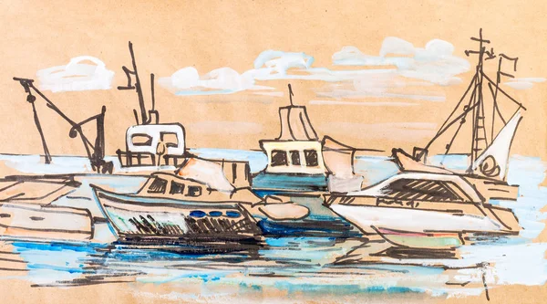 Βάρκες Και Κότερα Στο Λιμάνι Ηλιόλουστη Μέρα Μπατούμι — Φωτογραφία Αρχείου