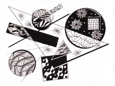 Geometrik figürler, zentangle desenleri ile Astract resim
