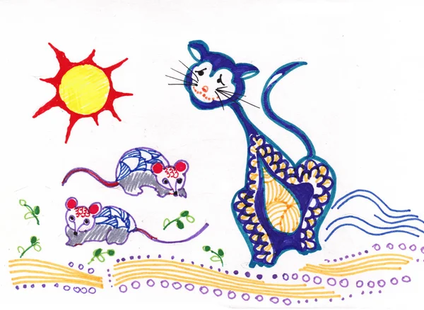 Кот Мыши Сууны Летний День — стоковое фото