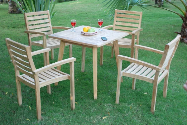 Teak Garden Furniture Set — Stock Photo, Image