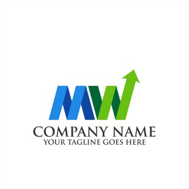 Yaratıcı mektup Aw logo vektör çizim şablonu, Aw Logo simge, Mw logo vektör çizim şablonu oklu