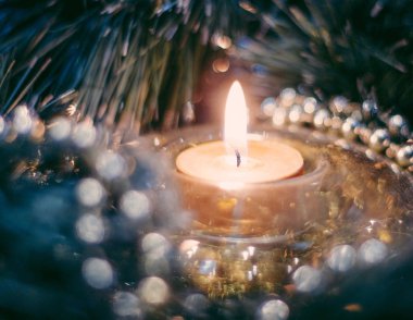 Güzel tatil mum ışıkları, romantik ev dekorasyon