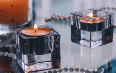 Güzel tatil mum ışıkları, romantik ev dekorasyon