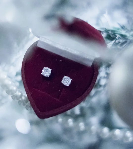 Dimond Elegancka Biżuteria Świetny Prezent Dla Niej Boże Narodzenie — Zdjęcie stockowe