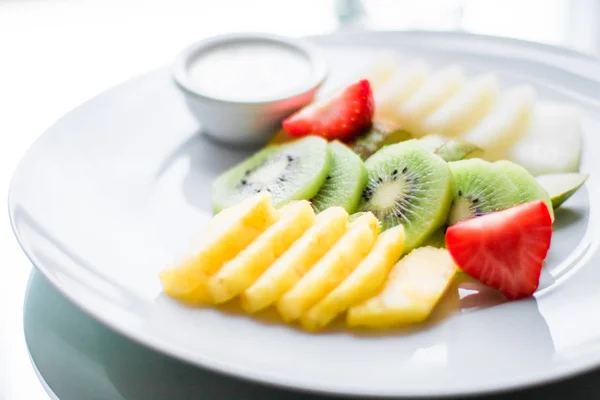 fruit plate served - fresh fruits and healthy eating styled concept