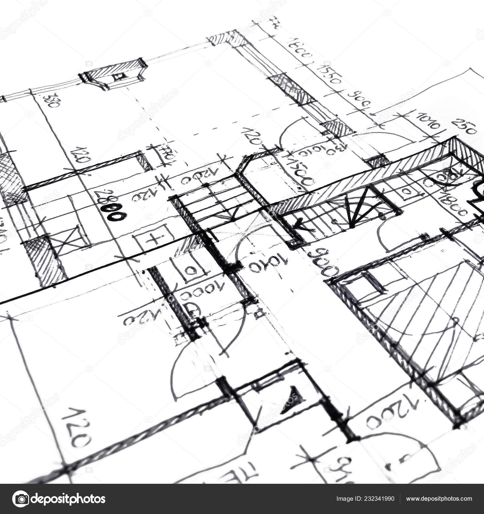 Plano Desenho Arquitetônico Projeto Casa Arquitetura Engenharia Conceito  Estilo Imobiliário Ilustração de ©ANNELEVEN #232341990, image size:1600x1700