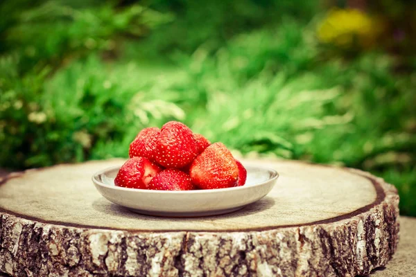 Strawberries Garden Fresh Fruits Healthy Eating Styled Concept Elegant Visuals — Stock Photo, Image