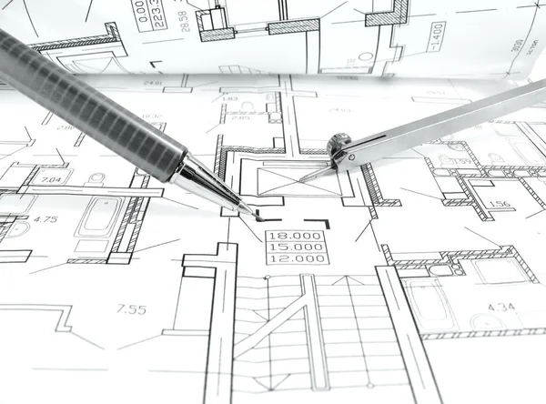 Plano Dibujo Arquitectónico Del Proyecto Casa Arquitectura Ingeniería Concepto Estilo — Foto de Stock