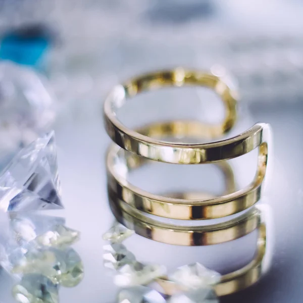 Biżuteria Luksusowy Prezent Dla Jej Koncepcja Stylu Złoto Diament Perła — Zdjęcie stockowe