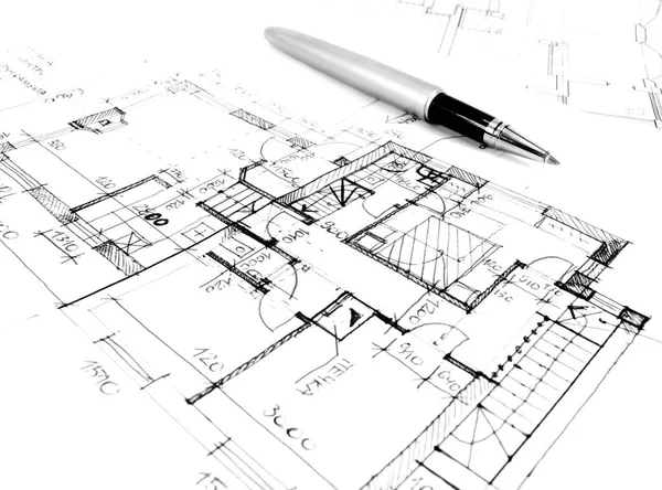 Piano Disegno Architettonico Del Progetto Casa Architettura Ingegneria Concetto Immobili — Foto Stock