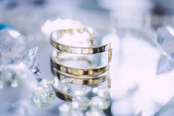 Ékszerek Luxus Ajándék Lány Stílusú Koncepció Arany Gyémánt Gyöngy Ékszerek — Stock Fotó