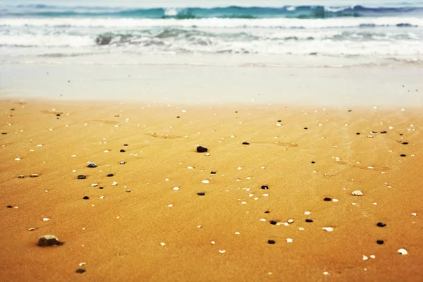 Areia Praia Viagem Paisagem Marinha Férias Férias Verão Conceito Visuais — Fotografia de Stock