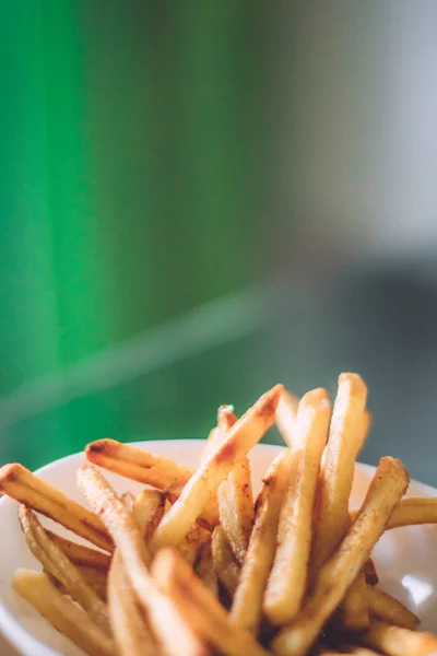 Comida Rústica Conceito Cozinha Caseira Apenas Batatas Fritas Cozidas Servidas — Fotografia de Stock