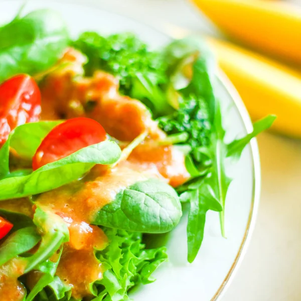 Ensalada Vegetariana Verde Dieta Recetas Alimentación Saludable Concepto Estilo Visuales — Foto de Stock