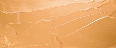 Kalıcı makyaj temel Vakfı fırça darbeleri, flatlay - kozmetik ürünleri, güzellik doku arka plan kavramı. Bej her zaman iyi bir fikirdir