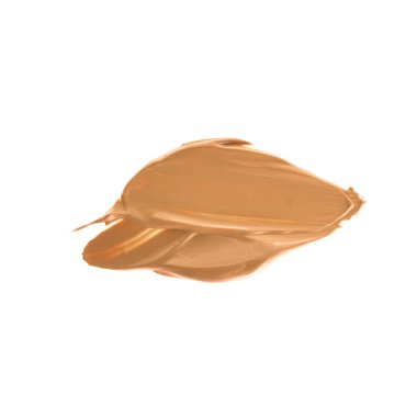 Beyaz arka plan üzerinde flatlay - kozmetik ürünleri, güzellik doku arka plan kavramı izole makyaj temel Vakfı fırça darbesi. Bej her zaman iyi bir fikirdir