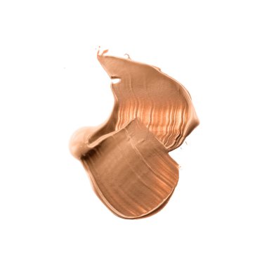 Beyaz arka plan üzerinde flatlay - kozmetik ürünleri, güzellik doku arka plan kavramı izole makyaj temel Vakfı fırça darbesi. Bej her zaman iyi bir fikirdir