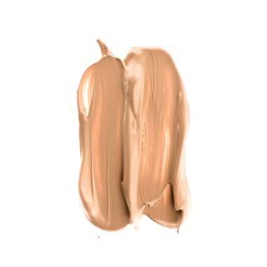 Beyaz arka plan üzerinde flatlay - kozmetik ürünleri, güzellik doku arka plan kavramı izole makyaj temel Vakfı fırça darbesi. Bej her zaman iyi bir fikirdir