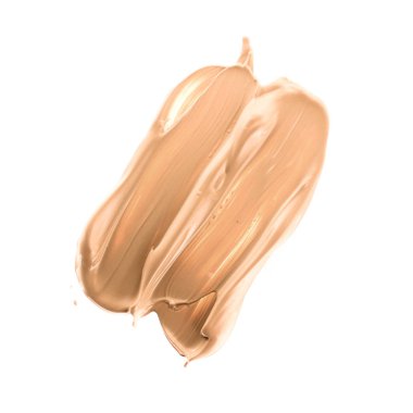 Beyaz arka plan üzerinde flatlay - kozmetik ürünleri, güzellik doku arka plan kavramı izole makyaj temel Vakfı fırça darbesi. Bej her zaman iyi bir fikirdir