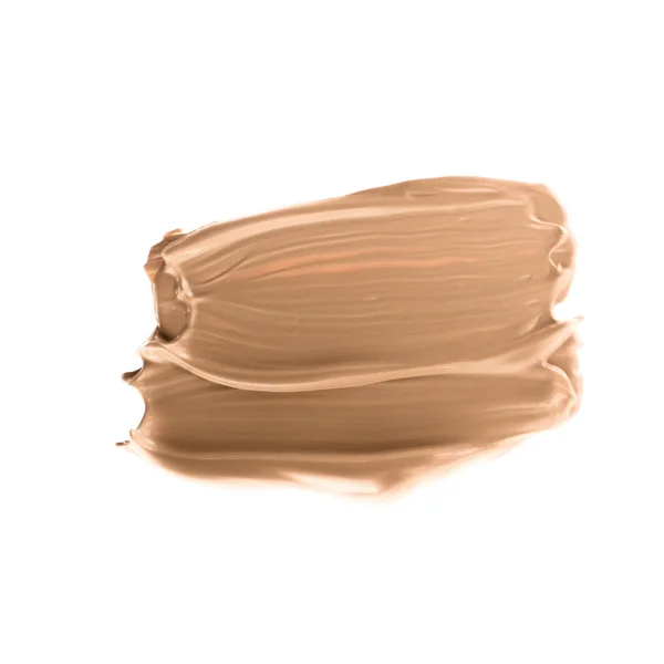 Make Base Foundation Penseldraget Isolerad Vit Bakgrund Flatlay Kosmetiska Produkter — Stockfoto