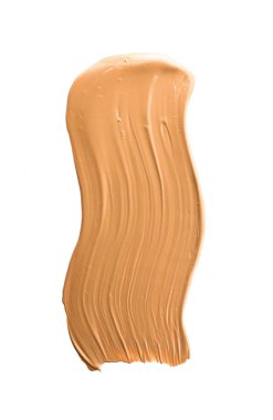 Beyaz arka plan üzerinde flatlay - kozmetik ürünleri, güzellik doku arka plan kavramı izole makyaj temel Vakfı fırça darbesi. Bej her zaman iyi bir fikirdir