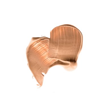 Beyaz arka plan üzerinde flatlay - kozmetik ürünleri, güzellik doku arka plan kavramı izole makyaj temel Vakfı fırça darbesi. Bej her zaman iyi bir fikirdir