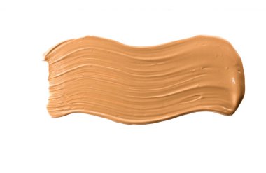 Beyaz arka plan üzerinde flatlay - kozmetik ürünleri, güzellik doku arka plan kavramı izole makyaj temel Vakfı fırça darbesi. Bej her zaman iyi bir fikirdir