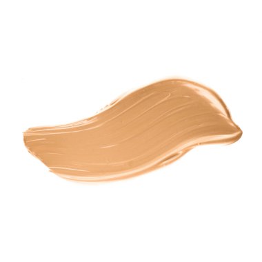 Beyaz arka plan üzerinde flatlay - kozmetik ürünleri, güzellik doku arka plan kavramı izole makyaj temel Vakfı fırça darbesi. Bej her zaman iyi bir fikirdir