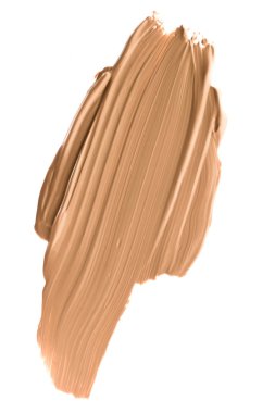 Beyaz arka plan üzerinde flatlay - kozmetik ürünleri, güzellik doku arka plan kavramı izole makyaj temel Vakfı fırça darbesi. Bej her zaman iyi bir fikirdir