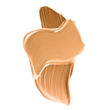 Beyaz arka plan üzerinde flatlay - kozmetik ürünleri, güzellik doku arka plan kavramı izole makyaj temel Vakfı fırça darbesi. Bej her zaman iyi bir fikirdir