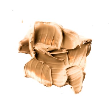 Beyaz arka plan üzerinde flatlay - kozmetik ürünleri, güzellik doku arka plan kavramı izole makyaj temel Vakfı fırça darbesi. Bej her zaman iyi bir fikirdir