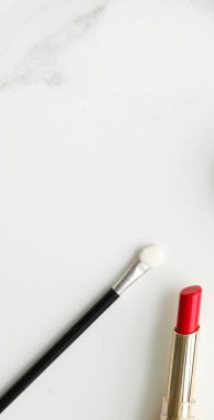 Kalıcı makyaj ve Kozmetik Tarih mermer, flatlay - modern kadınsı yaşam tarzı, vlog arka plan ve tarz stok kavramı. Güzellik ilham bir moda blog