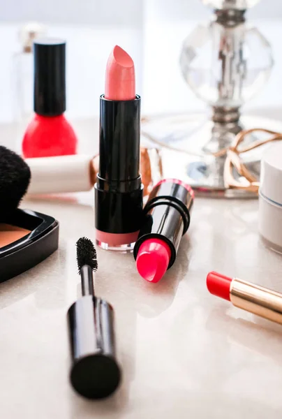 Luxury make-up and cosmetics on vanity table