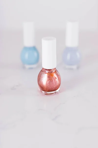 Nail polish bottles, manicure and pedicure collection