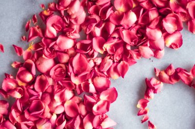 Mermer taş üzerinde gül yaprakları, çiçek arka plan