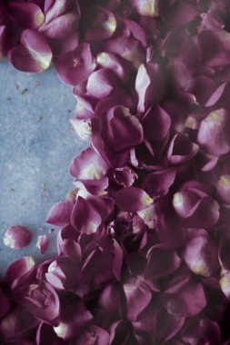 Mermer taş üzerinde gül yaprakları, çiçek arka plan