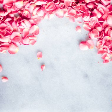 Mermer taş üzerinde gül yaprakları, çiçek arka plan