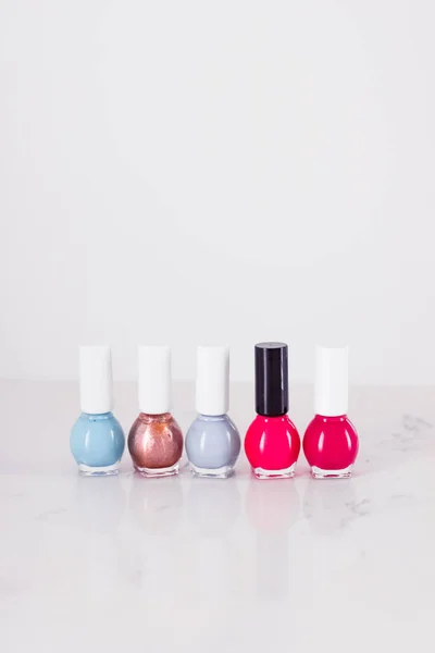 Nail polish bottles, manicure and pedicure collection