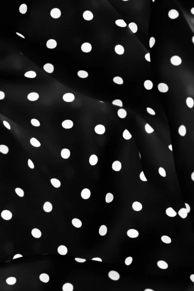 Vintage polka dot textura de fundo têxtil, pontos brancos em blac — Fotografia de Stock